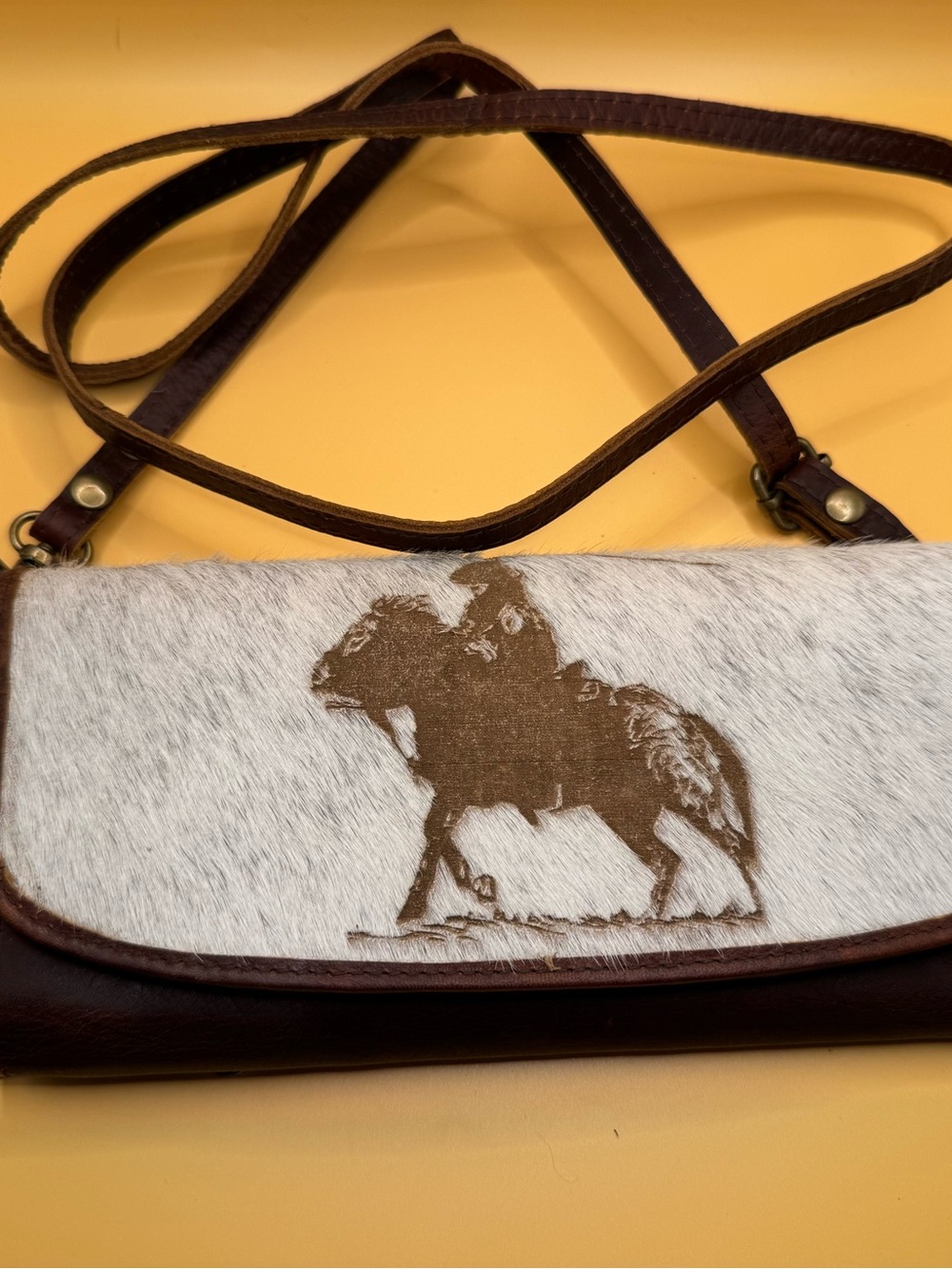 American Darling Small Crossbody Hair On Genuine Leather Cowboy Hand Tooled NWT